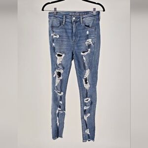 American Eagle Distressed Blue Jeans Size 4 Short Womens